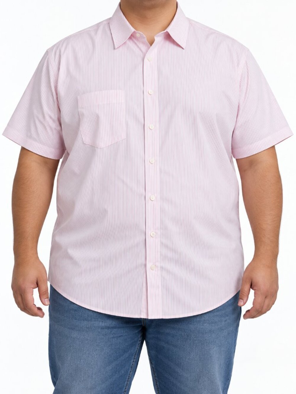 WAYF Men's Pink & White Striped Short Sleeve Button-Up Shirt Size 2X